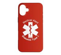 T1D Type 1 Diabetes Medical Alert (RED) Case for iPhone 16 Plus