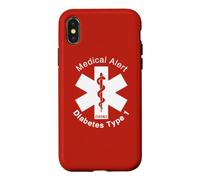 T1D Type 1 Diabetes Medical Alert (RED) Case for iPhone X/XS