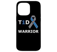 T1D Warrior Type 1 Diabetes Awareness Blue Ribbon Diabetic Case for iPhone 14 Pro Max