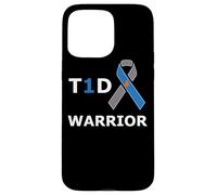 T1D Warrior Type 1 Diabetes Awareness Blue Ribbon Diabetic Case for iPhone 15 Pro Max