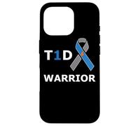 T1D Warrior Type 1 Diabetes Awareness Blue Ribbon Diabetic Case for iPhone 16 Pro