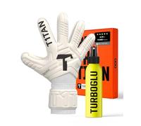 T1TAN Classic 1.0 White-Out Junior (FP) + Turboglu - Children's Goalkeeper Gloves and Grip Booster - with Finger Protection - Football Gloves for Goalkeepers - Size 6