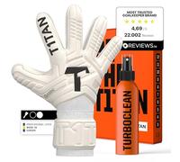 T1TAN Classic 1.0 White-Out + Turboclean - Goalkeeper gloves and glove cleaner - without finger protection - Football gloves for goalkeepers - Size 6