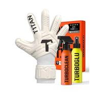 T1TAN Classic 1.0 White-Out + Turbogrip & Turboglu - Goalkeeper Gloves with Glove Cleaner and Grip Booster - Without Finger Protection - Football Gloves for Goalkeepers - Size 7