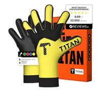 T1TAN Hobby Arox Children's Goalkeeper Gloves, Yellow, 3 mm Gorilla Grip, Breathable and Durable, Natural & Synthetic Grass Football, Size 3 (3-4 Years), Non-Slip