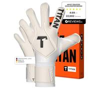 T1TAN Legend White-out Goalkeeper Gloves for Training and Match, Children and Adults, Professional Gloves, Adhesive Foam Gecko Grip 4 mm, Size 9