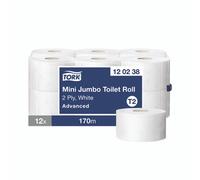 T2 Mini Jumbo Toilet Roll 2-PLY PK12