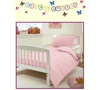 T200 Junior Quilt Cover Set Pink, Plain Dyed 200 Thread Count Junior/Cot Bed Duvet Cover Set, 100% Egyptian Cotton, Dusky/Pale/Light Pink