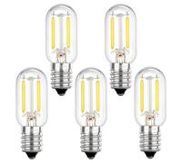 T22 E14 LED Light Bulbs 1W Warm White 2700K, Dimmable SES Small Screw Night Light Bulb Mini Tubular E14 LED Filament Bulbs 15W Equivalent Energy Saving Bulb for Fridge Salt Lamp Cooker Hood 5 Pack