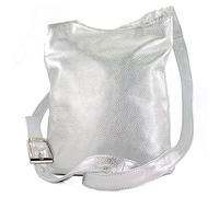 - T221 - Italian shoulder bag medium made of leather, color: silver metallic