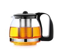 T24 Glass Teapot with Strainer Attachment, Heat-Resistant, Removable Stainless Steel Filter Strainer, Ideal for Preparing Loose Tea, Teapot (1250 ml)