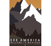 T24 Vintage 1930's See America Montana USA American Travel Poster Re-Print Reproduction Print Card - A5 (148mm x 210mm)