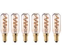 T25/T8 Antique Flexible Spiral LED Filament Light Bulb, LED Decorative Light Bulb, 250Lm Dimmable 3W Equivalent to 30W, Warm White 2200K, E14 Base, Pack of 6 (T25)