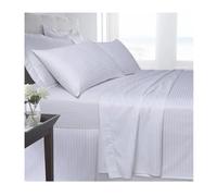 T250 Satin Stripe 100% Cotton Flat Sheet - Luxury Hotel-Quality Soft Breathable Bed Sheet, Smooth Satin Weave, Durable Easy-Care Premium Bedding