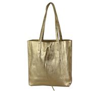 - T253 - Ital. Handle bag with inner pocket made of leather, color: Light Gold Metallic