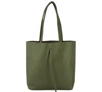 - T253 - Ital. Handle bag with inner pocket made of leather, color: olive green