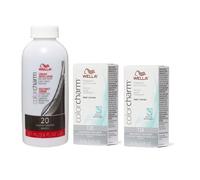 (T28 (2x), Dev (Vol.20) 3.6oz) Wella Color Charm T11 Lightest Beige Blonde Permanent Liquid Hair Toner