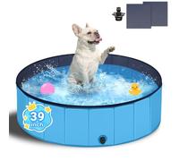 T2Y Dog Pool, 2026 Upgraded Dog Padding Pool, 5mm High-Strength PP Board, Quick to Set Up and Drainage Hole, 39" Thickened Bottom Padding Pools for Small Dogs-100x30CM (Blue)