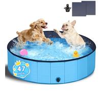 T2Y Dog Pool, 2026 Upgraded Dog Padding Pool, 5mm High-Strength PP Board, Quick to Set Up and Drainage Hole, 47" Thickened Bottom Padding Pools for Medium Dogs-120x30CM (Blue)