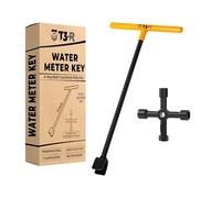 T3-R Water Meter Key 17 Inch | 4-Way Multi-Functional Utility Key Included | Enforced Rebar Water Shut Off Tool Wrench T-Handle for Curb Main and Water Meters | Underground Water Shutoff Valve