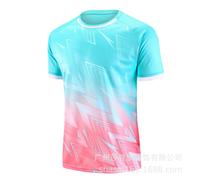 (T3 sea blue top, XS code (height 130-140)) HkeDes New Kids' Short-Sleeve Soccer Training Set & Men's Women's Quick-Dry Breathable Football Match Team Jerseys