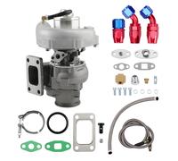 T3 T04E 420 HP Universal 0.63 AR 4 or 6 CY Turbo Turbocharger w/ Oil Hose Pipe