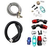 T3 Turbo Oil Feed Line Kit, Complete Turbo Oil Supply Hose Set with Black/Red Fittings, Odl03, Full Installation Kit