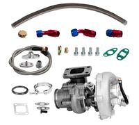 T3 T04E 420 HP Universal 0.63 AR 4 or 6 CY Turbo Turbocharger w/ Oil Hose Pipe