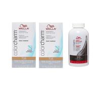 (T35 (2x), Dev (Vol.20) 3.6oz) Wella Color Charm T27 Medium Beige Blonde Permanent Hair Toner