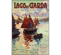 T38 Vintage Italy Lago Di Garda Italian Lake Travel Poster Re-Print - A2+ (610 x 432mm) 24" x 17"