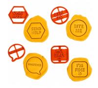 T3D Funny Sayings Cookie Cutter Set - 4 Piece Bite Me, I'm Fine, Send Help and Whatever Stamps - Sarcastic Fondant Embosser for Adult Party and Gag Gift Cookies