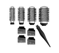T4B LUSSONI 4-Piece Professional Anti-Static Styling Brush Set, Ergonomic Handle with 4 Interchangeable Brush Heads, 4 Clips, Flexible Material, Black
