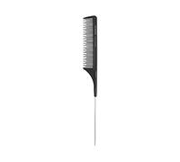 T4B Lussoni Pin Tail Comb Anti-Static and Shatterproof Carbon Handle Comb with Fine Teeth and Compartment Tooth (304)