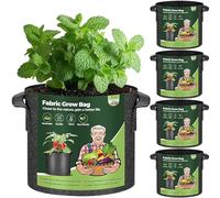 T4U 3 Gallon Plant Grow Bags with Handle Pack of 5, Fabric Pots Growing Bag, Heavy Duty Nonwoven Planter, Thickened Breathable Growbag Container for Potato Tomato Chili Strawberry Vegetables Outdoor
