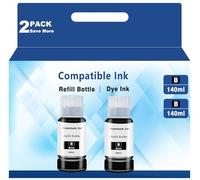 T522 Black High Colour Accuracy Ink Bottles Replacement for Epson T522 T502 Use for Refill EcoTank ET-2803 ET-2800 ET-2720 ET-3750 ET-4800 ET-4700 ET-2750 Printers 2 Bottles