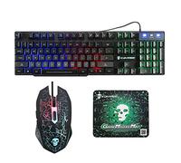 T6 Luminous Gaming Keyboard and Mouse Mousepad Combo Mechanical Feeling Rainbow LED Backlight Emitting Character USB Mice Compatible with Laptop PC Resberry Pi iMac Computer Game Work