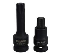 T60 Short (53mm) + Long (78mm) Impacted Torx Star Male Bits Sockets 1/2" Drive