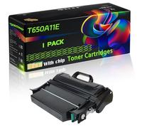 T650A11E T650A21E Compatible for Lexmark Toner Cartridges with Chip T652 T654N T654DN T654DTN T654 Printers (1 Pack Black)