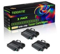 T650A11E T650A21E Compatible for Lexmark Toner Cartridges with Chip T652 T654N T654DN T654DTN T654 Printers (3 Pack Black)