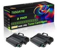 T650A11E T650A21E Compatible for Lexmark Toner Cartridges with Chip T652 T654N T654DN T654DTN T654 Printers (2-Pack Black)