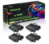 T650A11E T650A21E Compatible for Lexmark Toner Cartridges with Chip T652 T654N T654DN T654DTN T654 Printers (4 Pack Black)