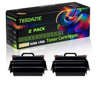 T650A21E Compatible for Lexmark Toner Cartridges with Chip T650dn T650dtn T650n T654dn T652dn T652dtn T652n T654dtn Printers (2-Pack Black)