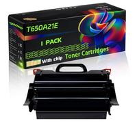 T650A21E Compatible for Lexmark Toner Cartridges with Chip T650dn T650dtn T650n T654dn T652dn T652dtn T652n T654dtn Printers (1 Pack Black)