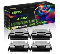 T650dn Compatible for Lexmark Toner Cartridge with Chip T650dn T650dtn T650n T652dn T652dtn T652n T654dn T654dtn Printers (4 Pack Black)