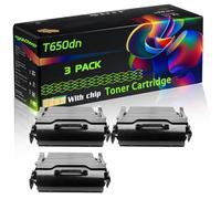 T650dn Compatible for Lexmark Toner Cartridge with Chip T650dn T650dtn T650n T652dn T652dtn T652n T654dn T654dtn Printers (3 Pack Black)
