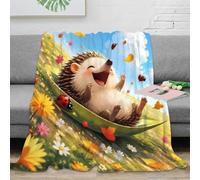 T7W5Y3A1C Hedgehog print fleece throw blanket for sofa | 80×90inchplush microfiber softness cozy touch lightweight warmth sofa snuggle