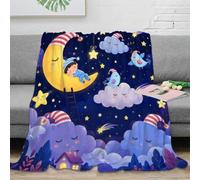 T7W5Y3A1C Night sky kids 3D print microfiber throw blanket soft fleece feel | 80×90inchplush microfiber comfort gentle touch bedtime warmth lightweight layering sofa nap easy care