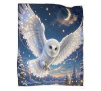 T7W5Y3A1C Owl Night Sky 3D Microfiber Throw Blanket Soft Fleece Feel | 60x80inchplush microfiber comfort winter warmth lightweight throw sofa bed decor gift snowy owl design starry night fleece