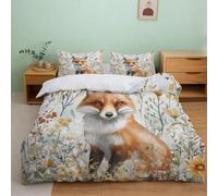 T7Y2M9A5 Fox Floral 3D Bedding Set Teens Room Decor | Single（140x200cm）ultra soft microfiber hypoallergenic touch hidden zipper easy wash nature theme gift idea