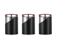 Tower T826001RB 3pc Linear Storage Canister, Black & Rose Gold Kitchen Jars